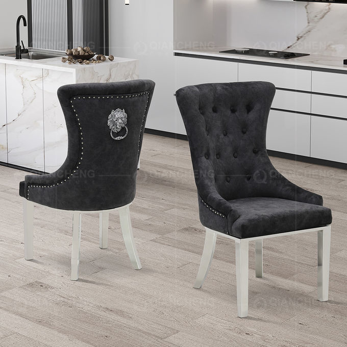 Modern 0.2CBM SS Dining Chairs Home Furniture Velvet Fabric Dining Chairs