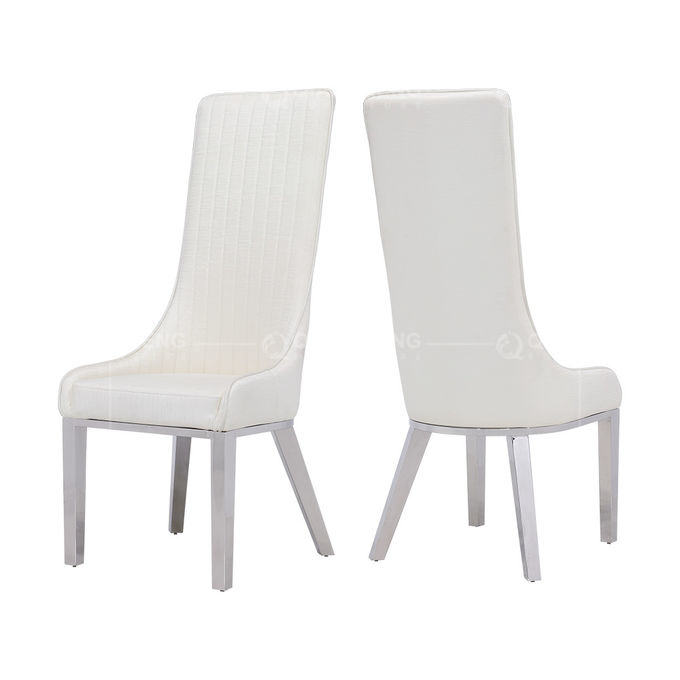 Mirror Silver 122cm SS Dining Chairs PU Black High Back Dining Chairs