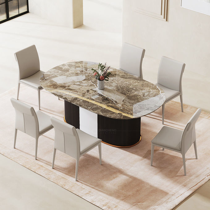 Rectangle Luxury Artificial Marble Top Metal Luxury Dining Table