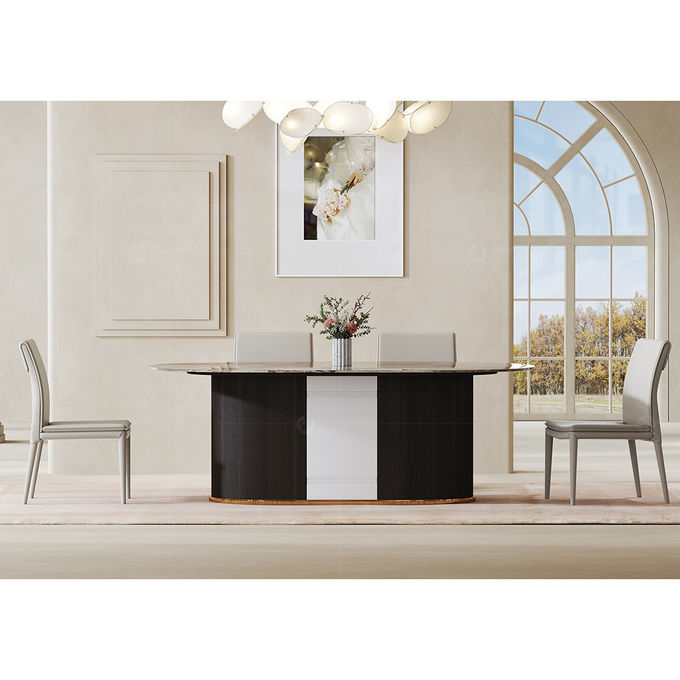 Rectangle Luxury Artificial Marble Top Metal Luxury Dining Table