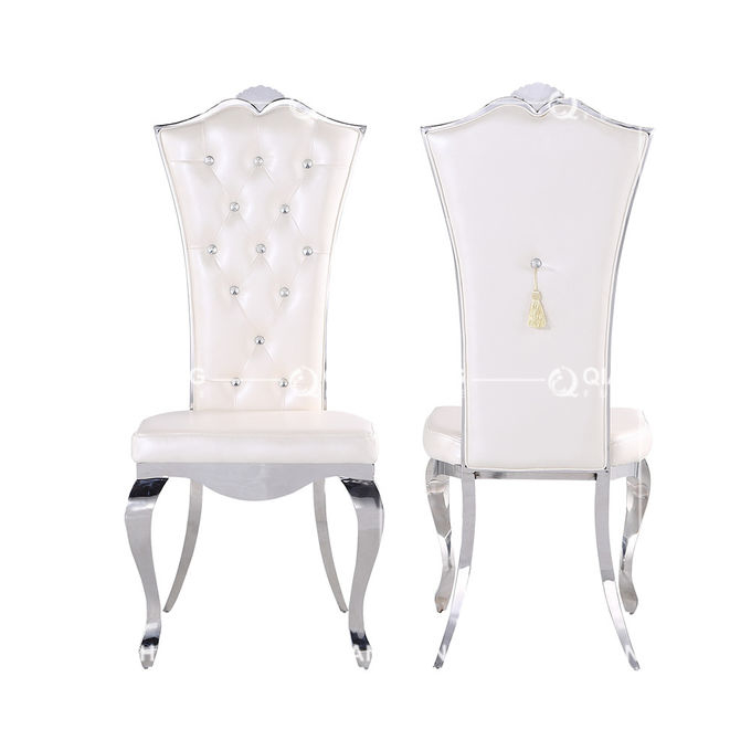 White Modern Crystal PU Leather Dining Chairs 10.5kg 201 Stainless Steel frame