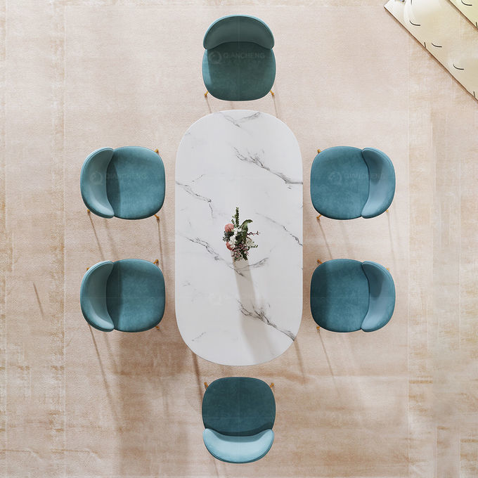 Luxury Kitchen Dining Table Stainless Steel Base Marble Top