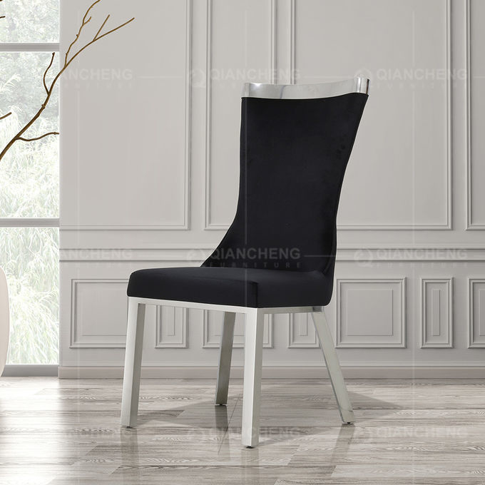 Luxury Chrome SS Dining Chairs softness Upholstered Dining Room Chair