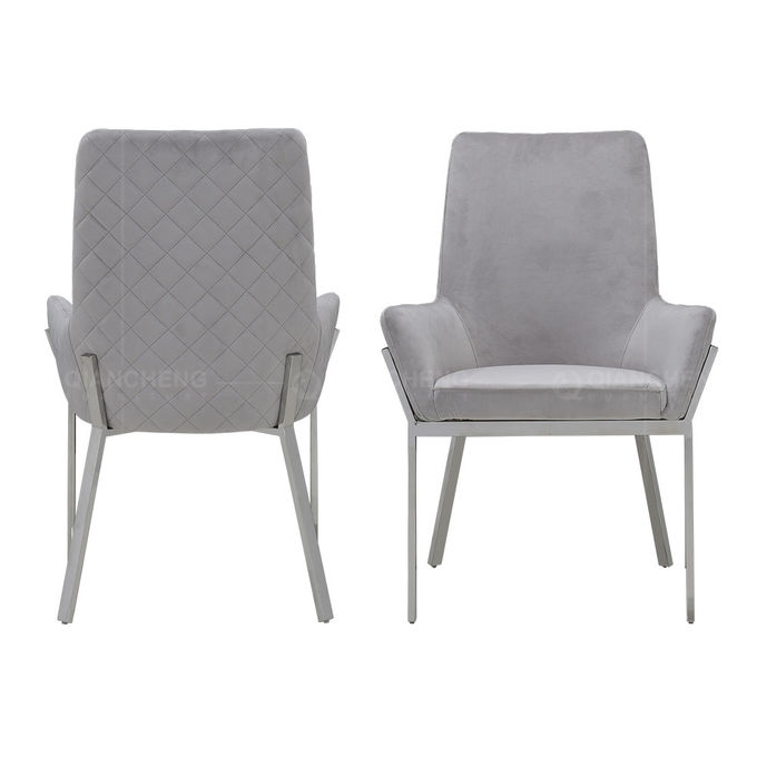 NO Folded OEM Velvet Dining Room Chairs Stainless Steel Metal Legs Dining Chairs