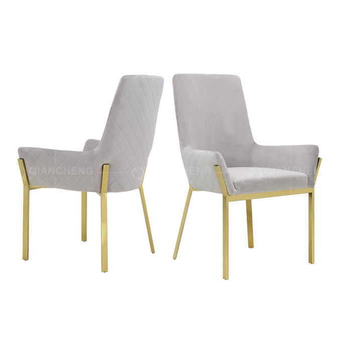 NO Folded OEM Velvet Dining Room Chairs Stainless Steel Metal Legs Dining Chairs