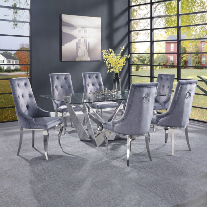78x40x30inch Tempered Glass Dining Table Luxury Room Furniture