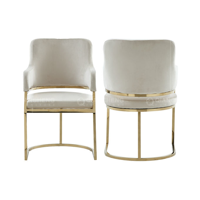 Metal Frame 54x58x84cm European Style Dining Chair 10kg with flannel seat cushion
