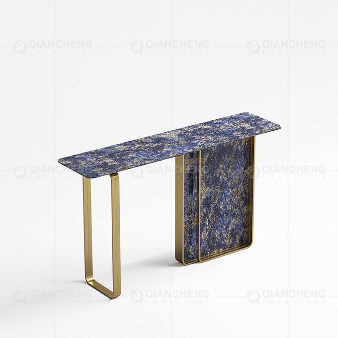 Brush Gold SS Console Table Leg Base 11mm Sintered Stone Top