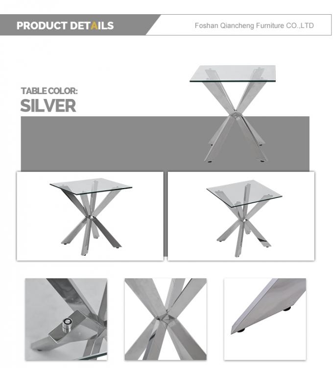 5 15mm Stainless Steel Side Tables For Living Room 35kg Modern glass top