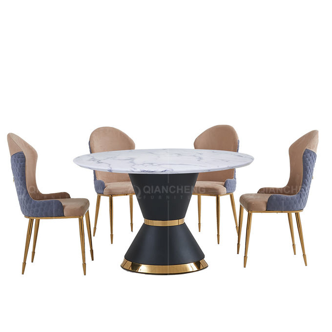 French Style 20mm Luxury Marble Dining Table 200x100x75cm Stainless Steel Frame