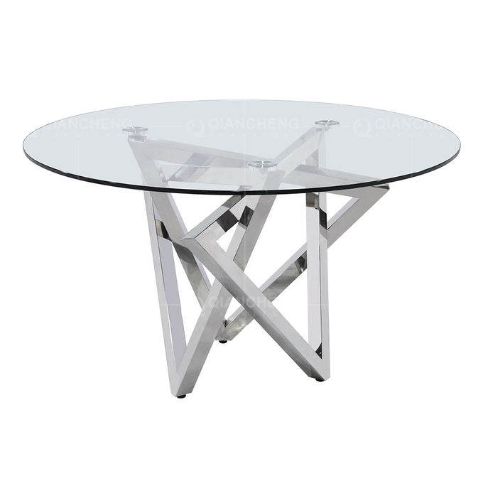 Dia 130cmx75cm Round Tempered Glass Dining Table Italian light luxury style