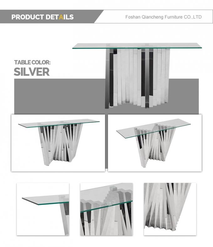 Modern 51kg SS Console Table 160cmx45cmx75cm Canada Style Glass top