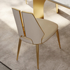 Foshan ss steel furniture new design leather covers dining chairs set