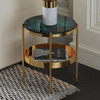 Black Glass Stainless Steel Side Tables Double Layer Mirror Gold Frame Small Size