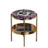 Black Glass Stainless Steel Side Tables Double Layer Mirror Gold Frame Small Size