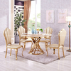 Gold 0.4CBM Stainless Steel Banquet Table 130cm Round Marble Dining Table