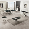 High Gloss 0.45CBM SS Dining Tables Set X Shape Mirror Metal Base