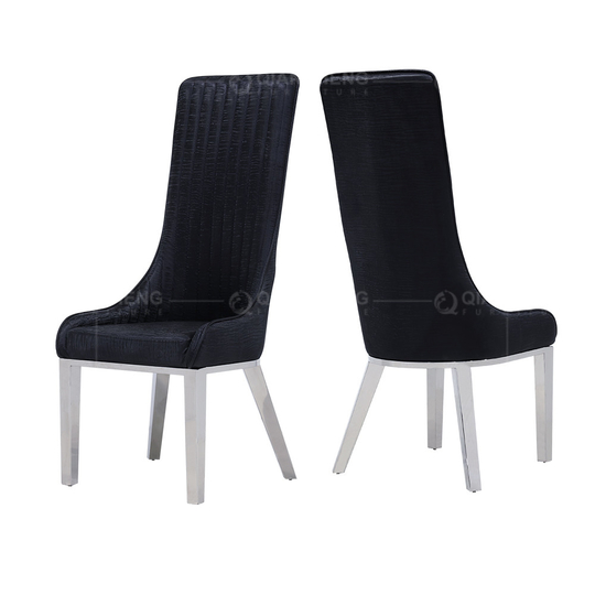 Mirror Silver 122cm SS Dining Chairs PU Black High Back Dining Chairs