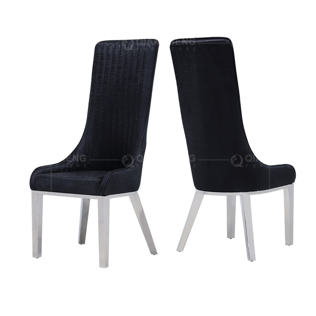 Mirror Silver 122cm SS Dining Chairs PU Black High Back Dining Chairs