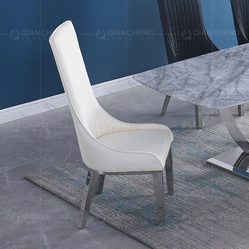 Mirror Silver 122cm SS Dining Chairs PU Black High Back Dining Chairs