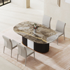 Rectangle Luxury Artificial Marble Top Metal Luxury Dining Table