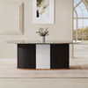 Rectangle Luxury Artificial Marble Top Metal Luxury Dining Table