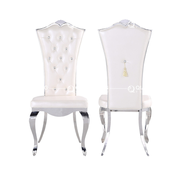 White Modern Crystal PU Leather Dining Chairs 10.5kg 201 Stainless Steel frame