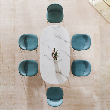 Luxury Kitchen Dining Table Stainless Steel Base Marble Top