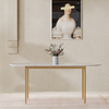 Luxury Kitchen Dining Table Stainless Steel Base Marble Top