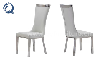 Luxury Chrome SS Dining Chairs softness Upholstered Dining Room Chair