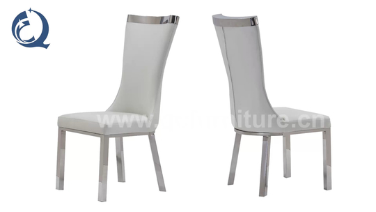 Luxury Chrome SS Dining Chairs softness Upholstered Dining Room Chair