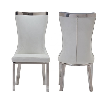Luxury Chrome SS Dining Chairs softness Upholstered Dining Room Chair