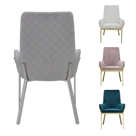 NO Folded OEM Velvet Dining Room Chairs Stainless Steel Metal Legs Dining Chairs