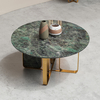 White Round Luxury Custom Marble Dining Table With Stainless Steel Metal Base in Gold