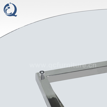 0.54m3/pc Tempered Glass Dining Table Stainless Steel DIA130 CM Round In Chrome