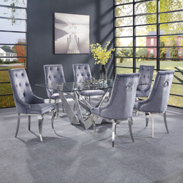 78x40x30inch Tempered Glass Dining Table Luxury Room Furniture