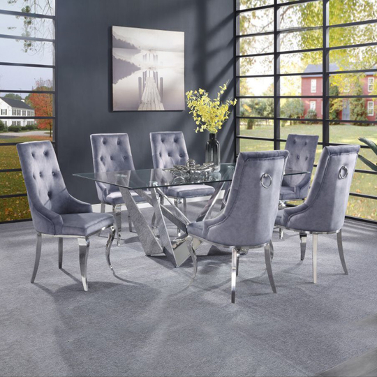 78x40x30inch Tempered Glass Dining Table Luxury Room Furniture