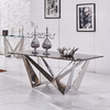 ODM Modern Dining Room Furniture 123kg Tempered Glass Rectangular Table