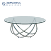 12mm tempere glass SS Coffee table with mirror gold stainless steel leg for living room furniture