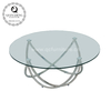 12mm tempere glass SS Coffee table with mirror gold stainless steel leg for living room furniture