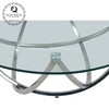 12mm tempere glass SS Coffee table with mirror gold stainless steel leg for living room furniture