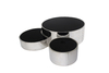 Black Glass Top SS Coffee Table With three swivel coffee tableset for Luxury Living room Furniture