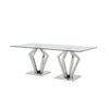 Custom Eight Seater Clear Tempered Glass Top Dining Table