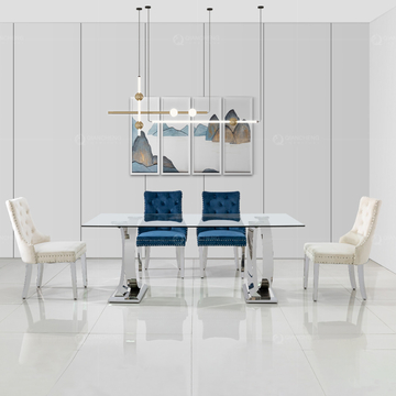 High Gloss 8 Seater Glass Dining Room Furniture Dinning Table Set