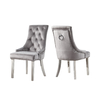 Velvet Tufted 54x64x100cm Gray Upholstered Dining Chairs Stainless Steel Foot