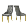 Velvet Tufted 54x64x100cm Gray Upholstered Dining Chairs Stainless Steel Foot