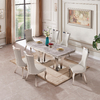 Narrow Luxury Faux Marble Dining Table Stainless Steel 200cm Grey Narrow Luxury Faux Marble Dining Table Stainless Steel 200cm Grey
