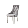 Velvet Tufted 54x64x100cm Gray Upholstered Dining Chairs Stainless Steel Foot