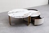 Round Nesting SS Coffee Table With Storage Marble Top Brushed Gold Set Of 2 Round Nesting SS Coffee Table With Storage Marble Top Brushed Gold Set Of 2