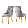 Velvet Tufted 54x64x100cm Gray Upholstered Dining Chairs Stainless Steel Foot